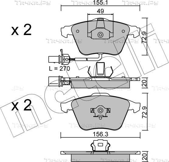 Тормозные колодки Metelli передние для SEAT Exeo 2009-2013. Артикул 22-0549-1