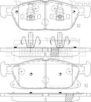 Тормозные колодки Borg & Beck передние для Ford Edge II 2015-2026. Артикул BBP2593