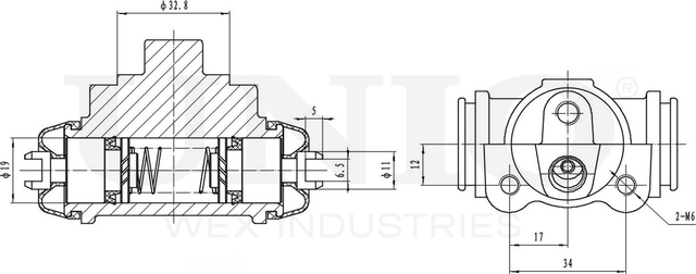 Цилиндр тормозной рабочий (Unio). Артикул BRC-20545