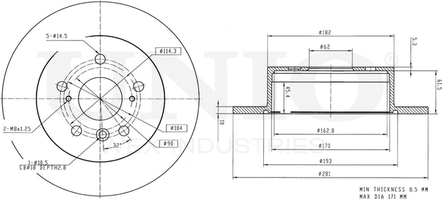 Диск тормозной (Unio). Артикул BRD-20076
