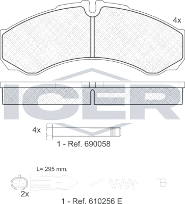 Тормозные колодки Icer передние для IVECO Daily III 1999-2007. Артикул 141208-200