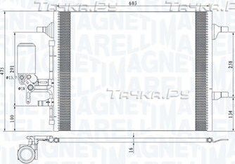 Радиатор кондиционера (конденсатор) Magneti Marelli. Артикул 350203789000