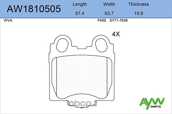 Колодки тормозные задние LEXUS GS300/430 97-05/IS200/300 99-05 (Aywiparts). Артикул AW1810505
