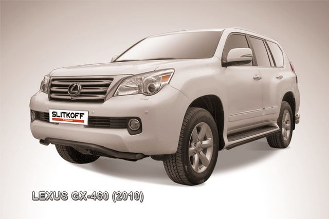 Защита Slitkoff переднего бампера d57 Волна ЧЕРНАЯ матовая для Lexus GX 460 2010-2013. Артикул LGX006B