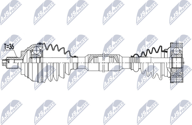Полуось (привод в сборе, приводной вал) NTY. Артикул NPW-VW-171