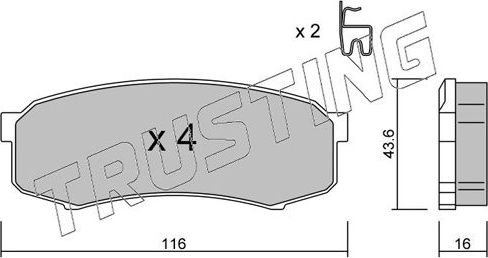 Тормозные колодки Trusting задние для Toyota 4Runner V 2010-2026. Артикул 447.0