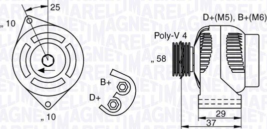 Генератор Magneti Marelli для Smart Fortwo I (W450) 1998-2007. Артикул 063341658010