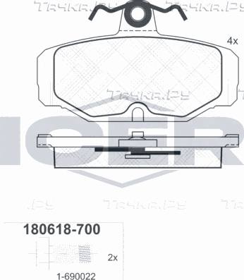 Тормозные колодки Icer задние для Ford Sierra I 1985-1993. Артикул 180618-700