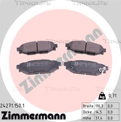 Тормозные колодки Zimmermann задние для Subaru Outback III 2003-2009. Артикул 24271.150.1