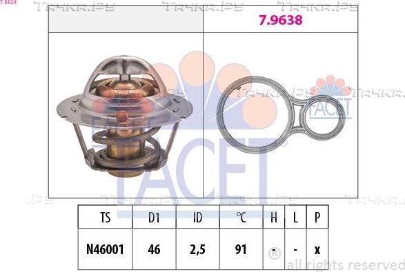 Термостат Facet Made in Italy - OE Equivalent для Chrysler PT Cruiser 2001-2010. Артикул 7.8524