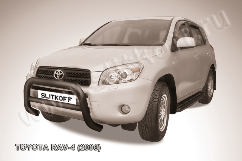 Кенгурятник Slitkoff d76 низкий ЧЕРНЫЙ матовый для Toyota RAV4 III 2005-2009. Артикул TR4002B