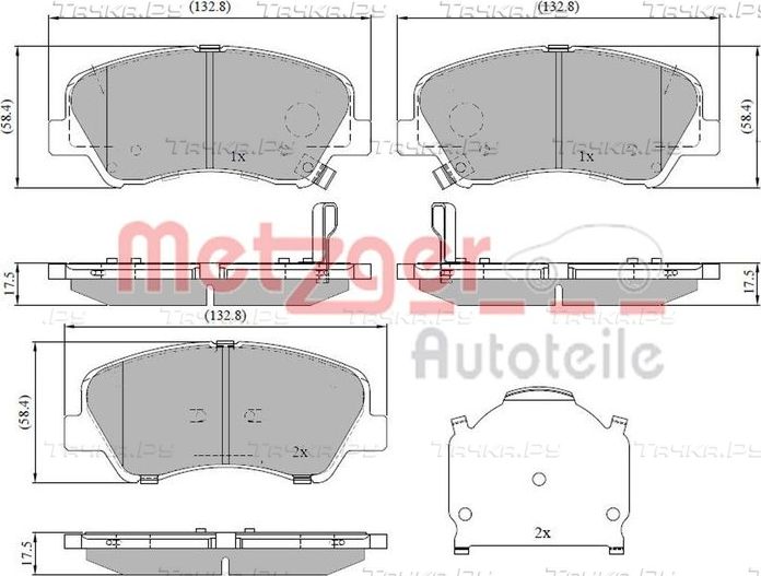 Тормозные колодки Metzger передние для Kia Rio IV 2017-2026. Артикул 1170918