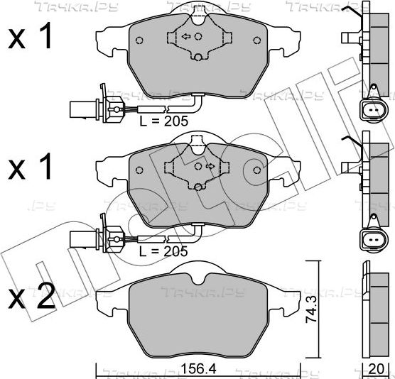Тормозные колодки Metelli передние для Audi A4 III (B7) 2002-2009. Артикул 22-0314-0