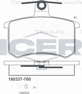Тормозные колодки Icer задние для Fiat Croma I 1985-1996. Артикул 180337-700