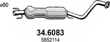 Глушитель (средняя часть) Asso. Артикул 34.6083