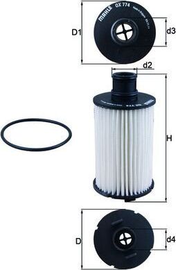 Масляный фильтр Mahle-Knecht. Артикул OX 774D