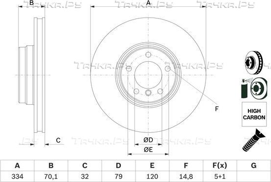 Тормозной диск Bosch передний для BMW Z8 2000-2003. Артикул 0 986 478 623