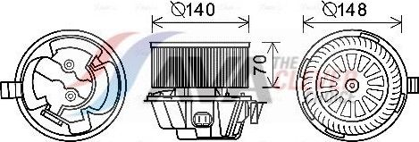 Вентилятор, мотор печки (отопителя) салона AVA для Renault Sandero II 2007-2021. Артикул DA8012