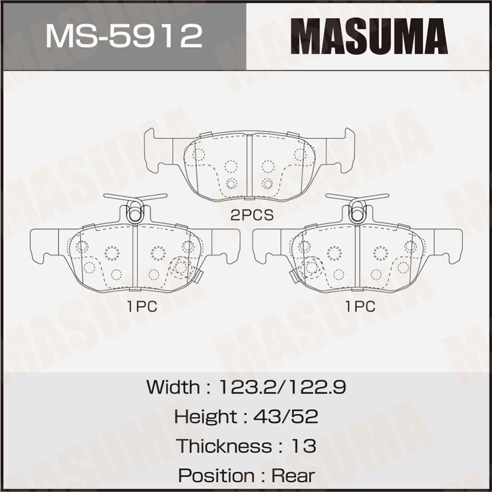 Колодки дисковые MASUMA P49064 rear Masuma. Артикул MS5912