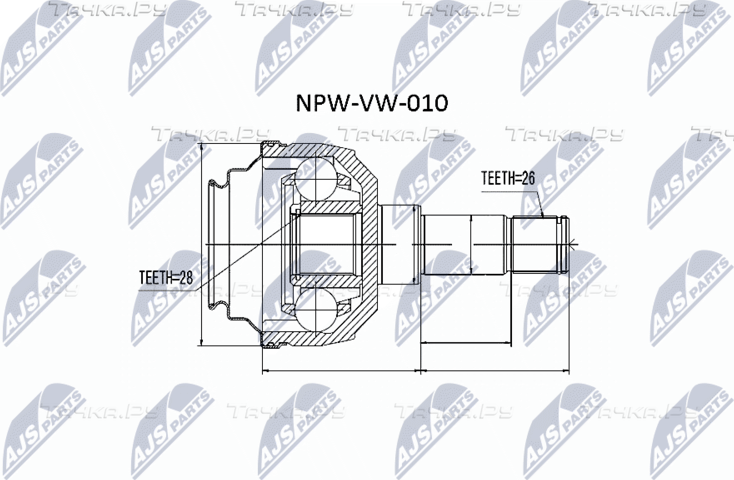 Шрус внутренний (граната) NTY. Артикул NPW-VW-010