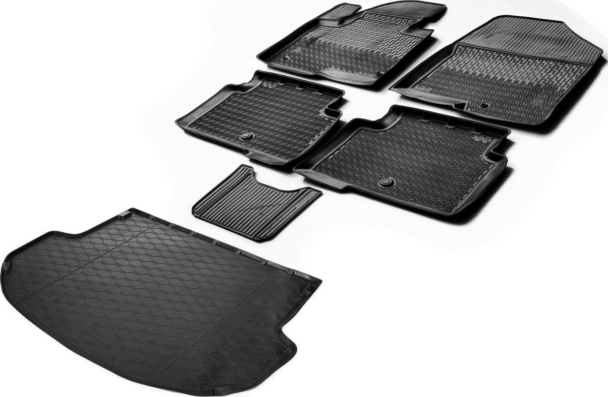 Комплект ковриков Rival для салона и багажника Hyundai Santa Fe III (5 мест) 2012-2018. Артикул K12306003-2