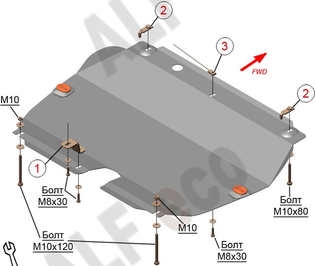 Защита алюминиевая Alfeco для картера и АКПП Toyota Estima II 2000-2006. Артикул ALF.24.68al