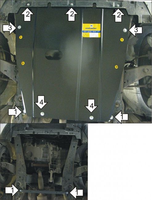 Защита Мотодор для картера, КПП Ford Mondeo III 2001-2007. Артикул 00709