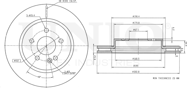Диск тормозной (Unio). Артикул BRD-20411