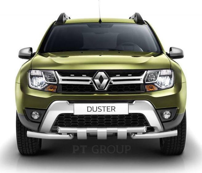 Защита PT Group переднего бампера двойная с зубьями d63/63 для Renault Duster 2016-2020. Артикул RDU220203