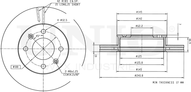 Диск тормозной (Unio). Артикул BRD-20138