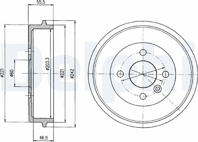 Тормозной барабан Delphi задний для Volvo 440 1988-1996. Артикул BF346