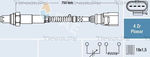 Лямбда-зонд (кислородный датчик) FAE для Volkswagen New Beetle II (A5) 2011-2016. Артикул 77901