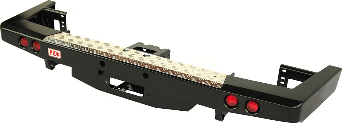 Бампер силовой РИФ задний с площадкой под лебедку и фонарями, лифт 65 мм для УАЗ Патриот 2015-2026. Артикул RIF063-22350