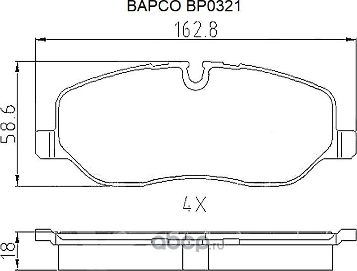Колодки тормозные дисковые BP0321 передние, комплект, (Bapco) Bapco. Артикул BP0321