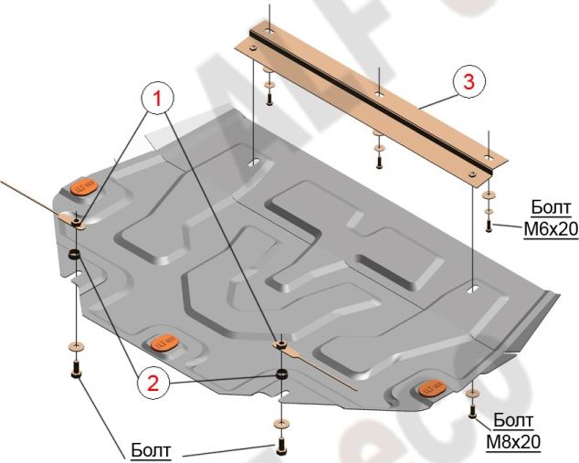Защита алюминиевая Alfeco для картера и КПП Mazda 3 IV 2019-2026. Артикул ALF.13.24 AL4