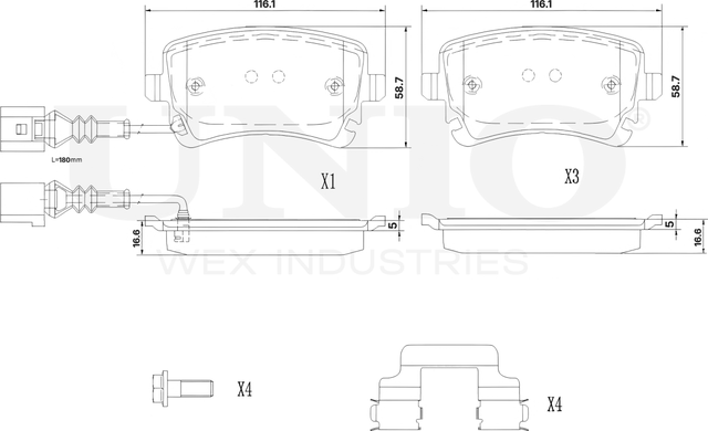 Колодки тормозные дисковые, комплект (Unio). Артикул BRP-20092