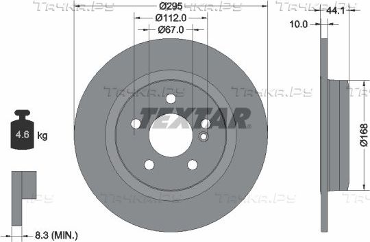 Тормозной диск Textar Pro задний для Mercedes-Benz A-Класс III (W176) 2012-2018. Артикул 92254903