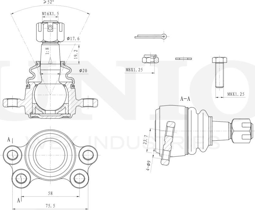 Опора шаровая (Unio). Артикул SSP-20141