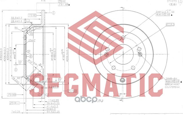 SBD30093081 Диск тормозной задний HYUNDAI Santa Fe II 06-, Santa Fe III 12- Kia (Segmatic). Артикул SBD30093081