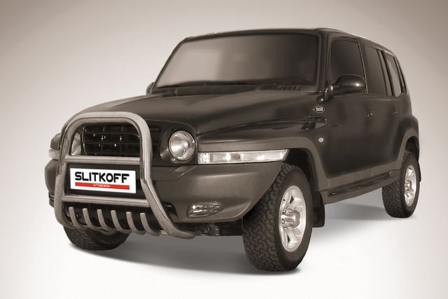 Кенгурятник Slitkoff d76 высокий с защитой картера для ТагАЗ Tager 5-дв. 2008-2026. Артикул TAT5d001