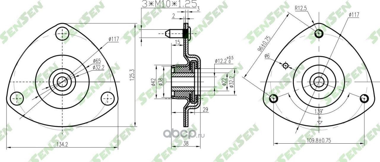 ОПОРА ВЕРХНЯЯ ПЕРЕДНЕГО АМОРТИЗАТОРА HONDA CIVIC/ CR-V (2003-) (Sensen). Артикул M61194