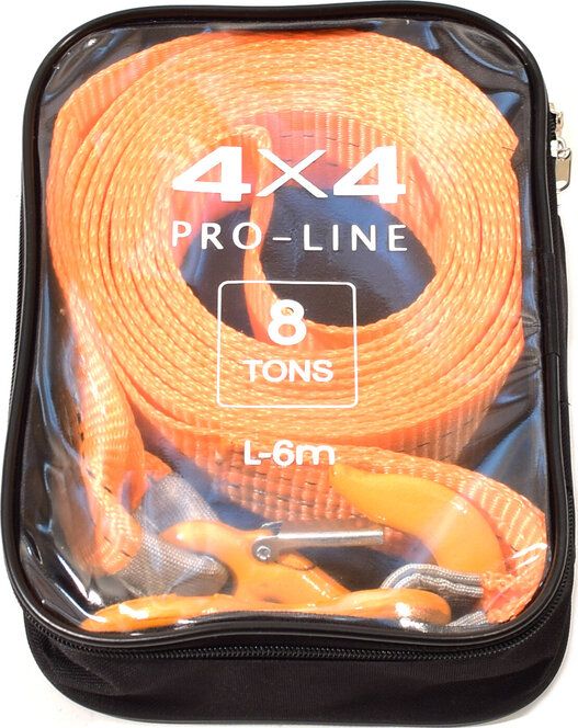 Трос буксировочный ТриАВС 8 т/ 6м профессиональный с коваными крюками (в чехле). Артикул 4.04