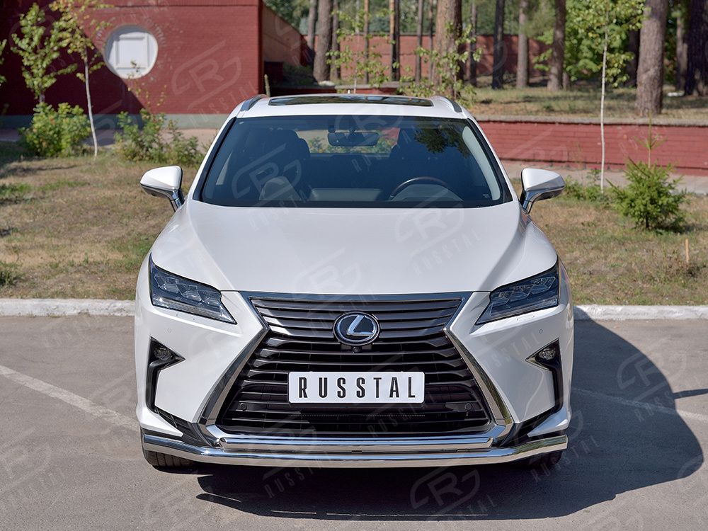 Защита RusStal переднего бампера d63 секция-d42 дуга для Lexus RX 200t, 300 2015-2018 (кроме F-Sport). Артикул LRX2Z-002367