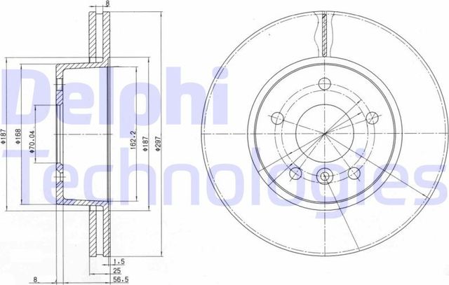 Тормозной диск Delphi передний для Land Rover Range Rover II 1994-2002. Артикул BG2860