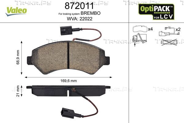 Тормозные колодки Valeo OPTIPACK for LCV. Артикул 872011