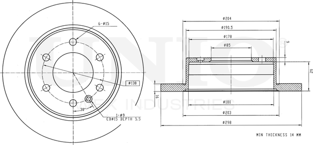 Диск тормозной (Unio). Артикул BRD-20245