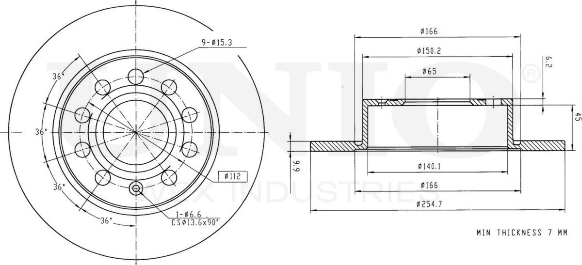 Диск тормозной (Unio). Артикул BRD-20010