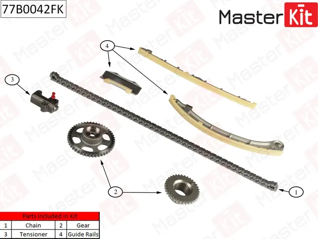 77B0042FK Комплект цепи ГРМ HONDA Accord 2.0 VTI-E 5AT K20Z4/K20A4 07- (Master KIT) Master KIT. Артикул 77b0042fk