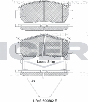 Тормозные колодки Icer передние для Honda Civic IX 2012-2016. Артикул 181543-208