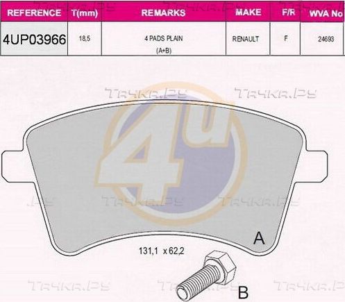 Тормозные колодки 4U. Артикул 4UP03966